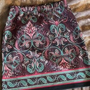 Talbots Red and Blue Embellished Mini Pencil Skirt